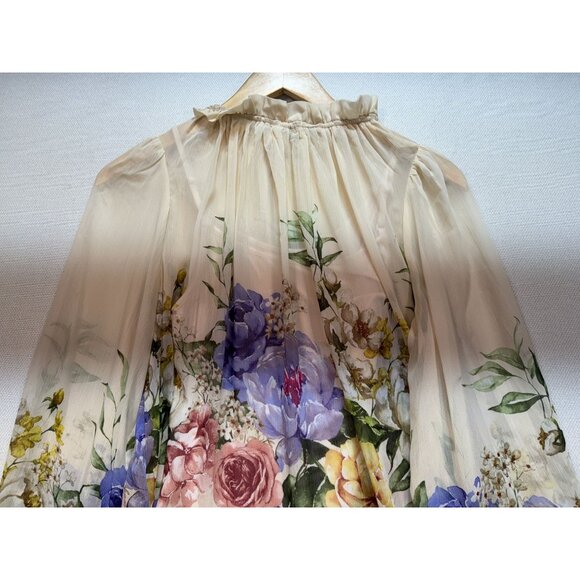 NWT Rachel Zoe Floral Sheer Long Sleeve Blouse w/ Inner Womens S Multicolor - Picture 12 of 15